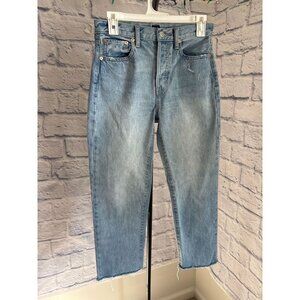 Gap Denim Boyfriend Jeans With Button Fly & Frayed Hem - Light Wash Size 6